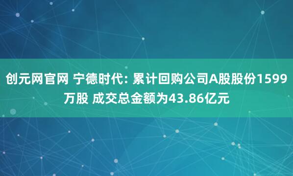 创元网官网 宁德时代: 累计回购公司A股股份1599万股 成交总金额为43.86亿元